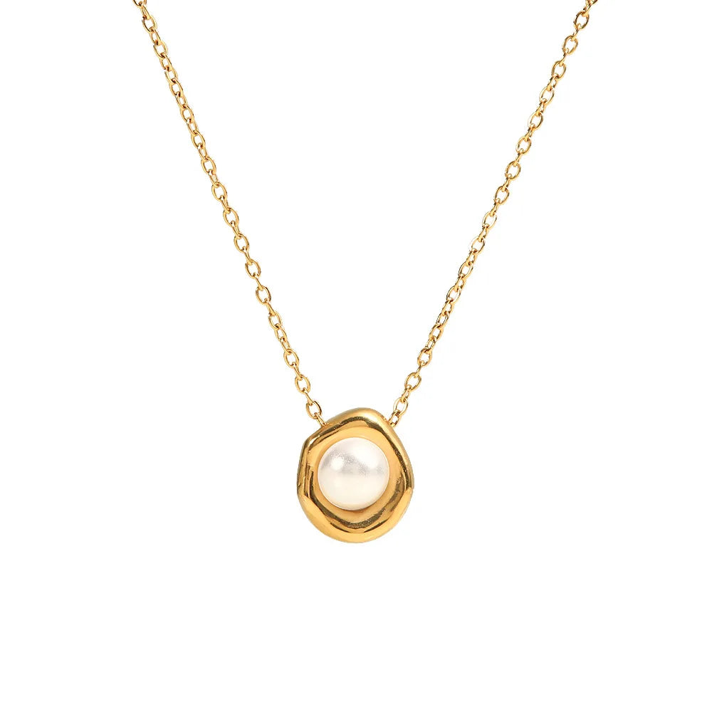 18K Gold Plated Titanium Steel Necklace Pearl Necklace for Women Fine Jewelry Necklaces