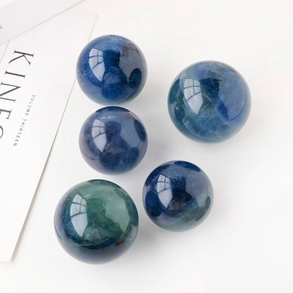 Wholesale Natural Stone Blue Green Fluorite Crystal Sphere Ball Ornament Home Decoration
