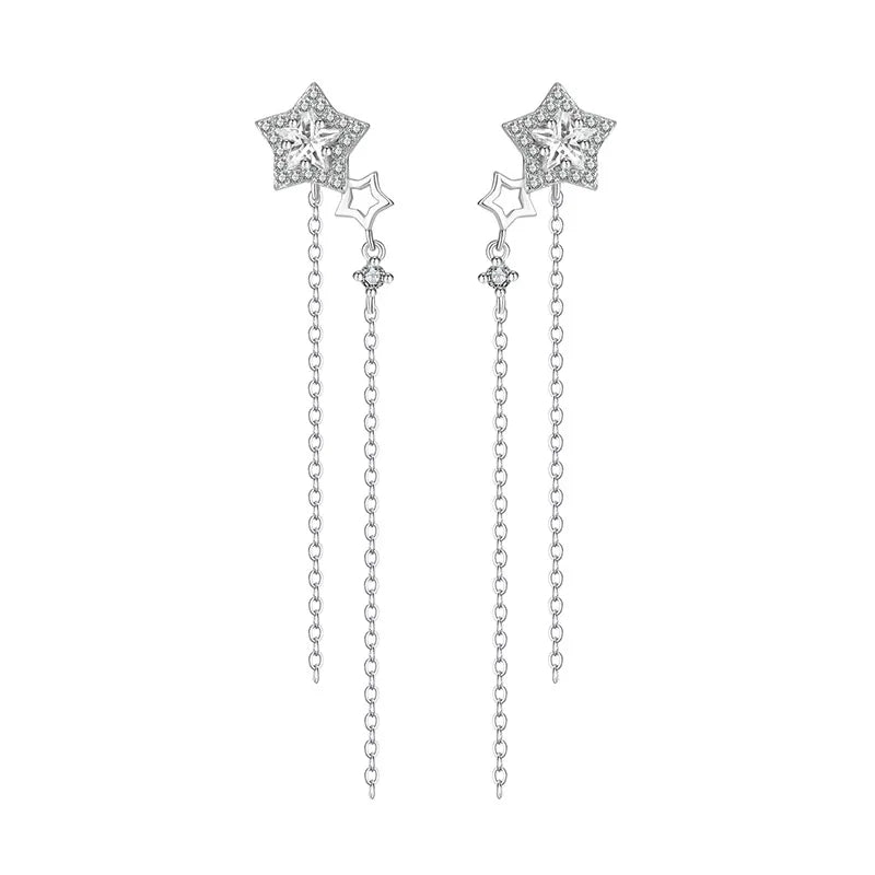 Hot Sale Star Design Moissanite Stud Earrings Light Luxury Fashion Style S925 Silver Earrings for Women Jewelry