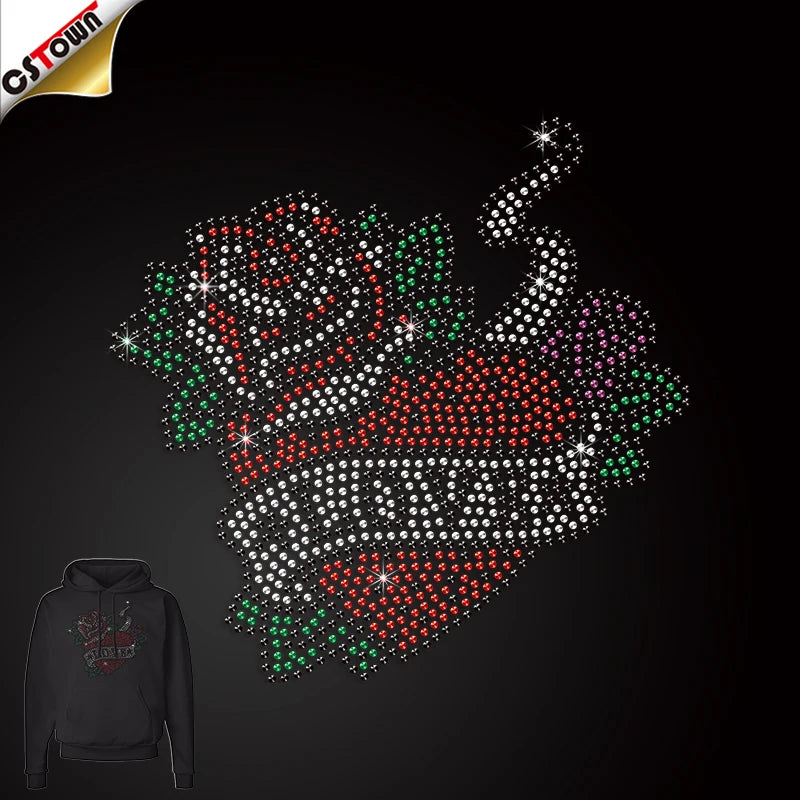 New Arrivals Heart Iron on Rhinestone Transfer