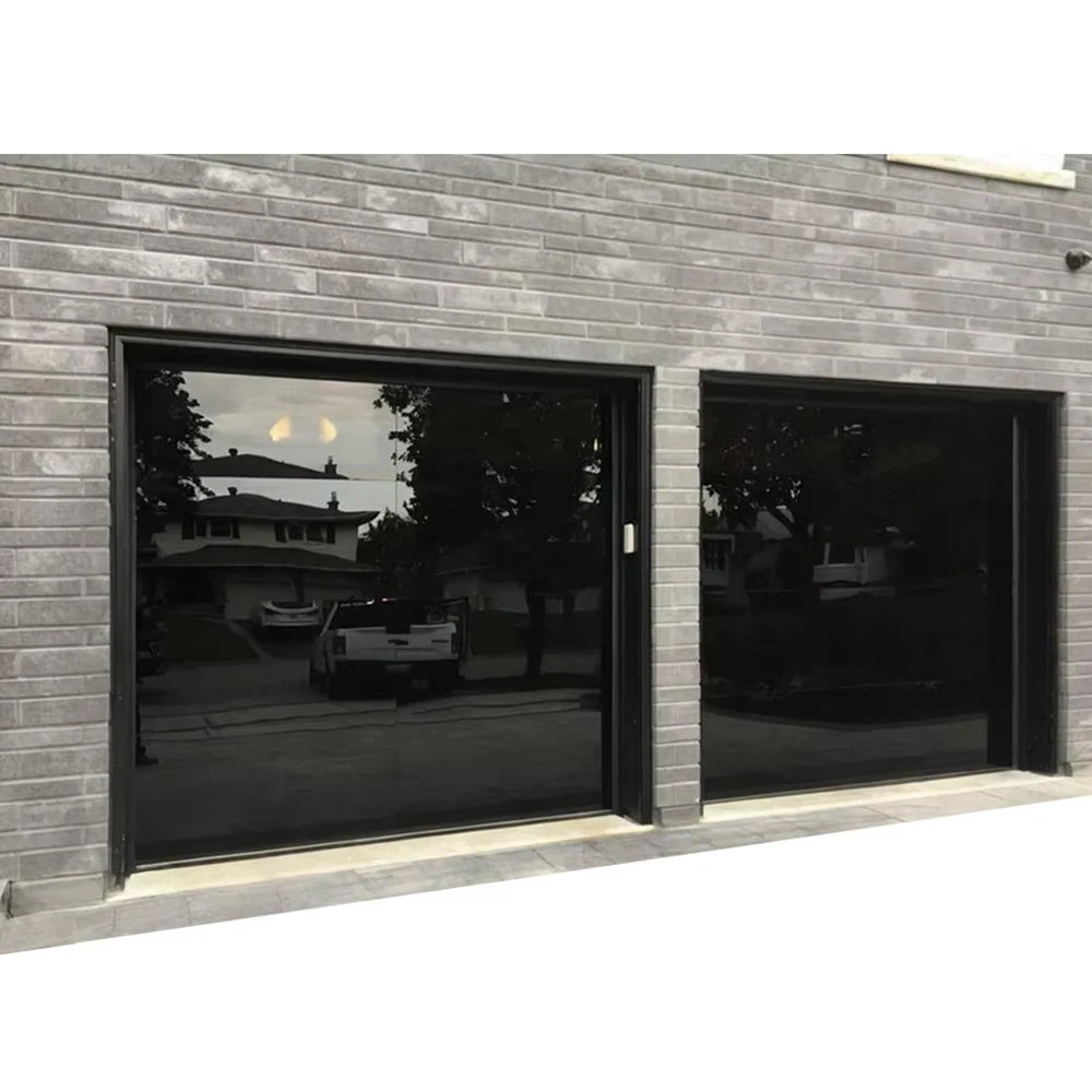 Hot Selling Aluminum Alloy Garage Door with Frosted Black Glass Frameless Sectional Windproof Tempered Glass Door