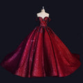 9412 Glamorous Red Sequin Luxury O--Neck Elegant Long 2022 Evening Gowns for Women MegaBDM
