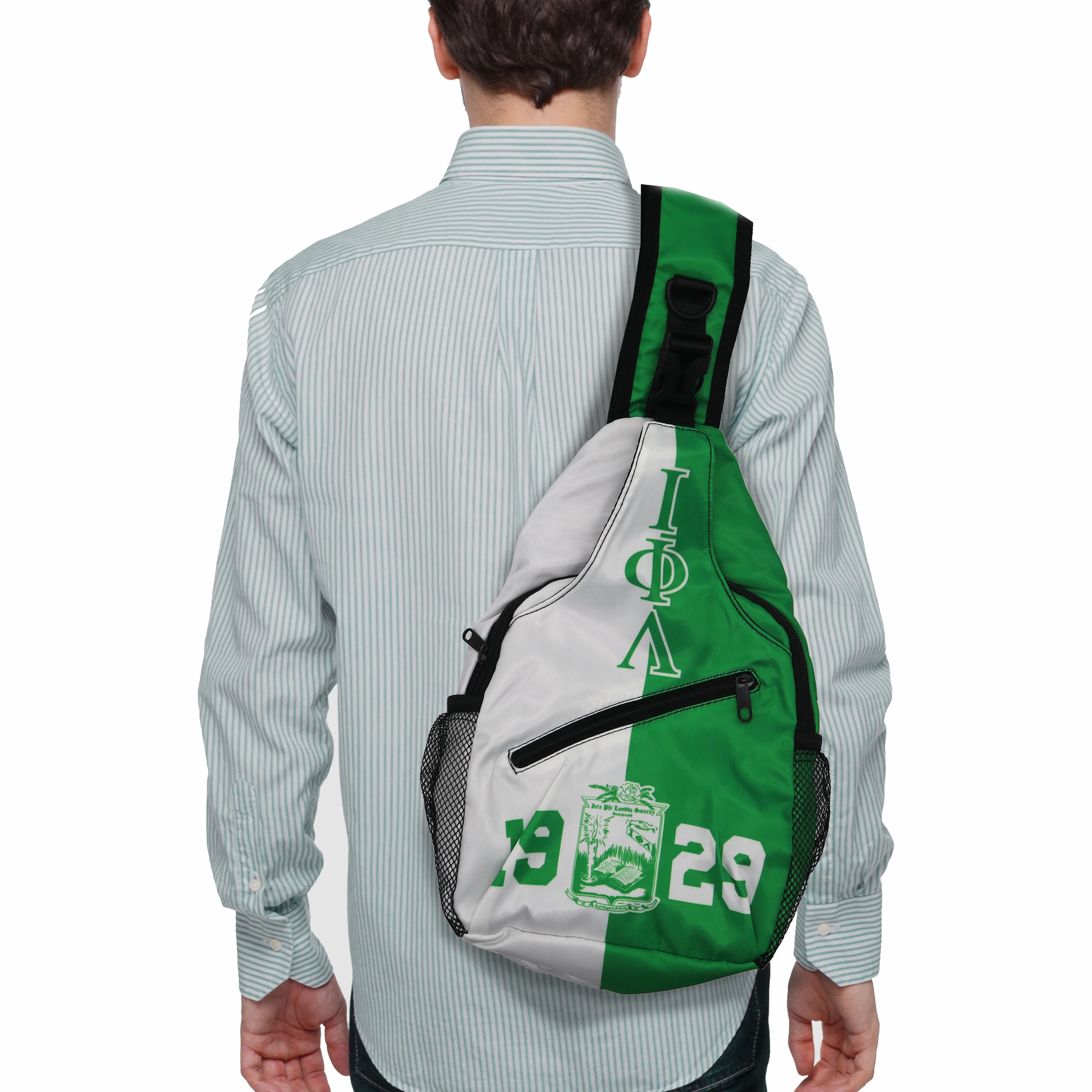 Green 1929 Crossbody Chest Sling Bag IOTA PHI LAMBDA Sorority Women's Chest Crossbody Backpack