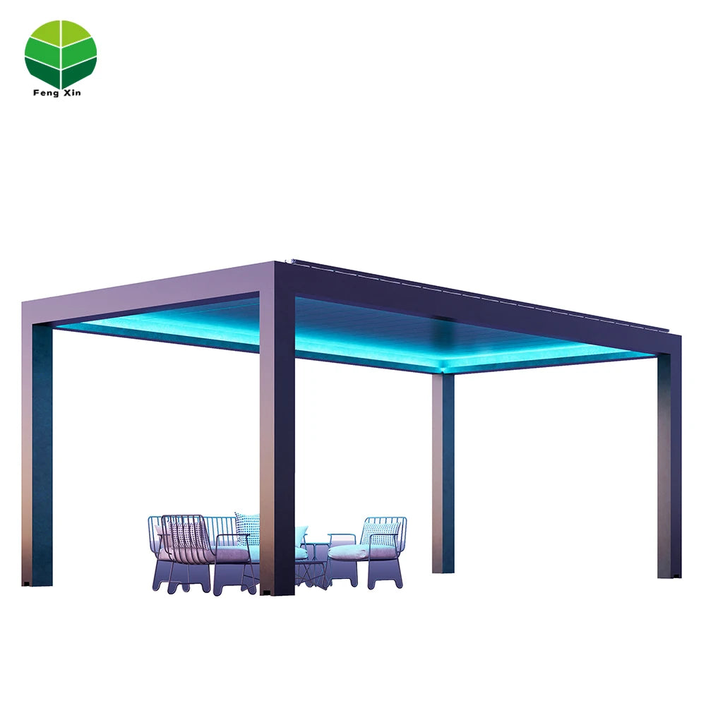 Luxury Modern Outdoor Pergola Aluminium Waterproof Louvered Roof Metal Garden Pergola