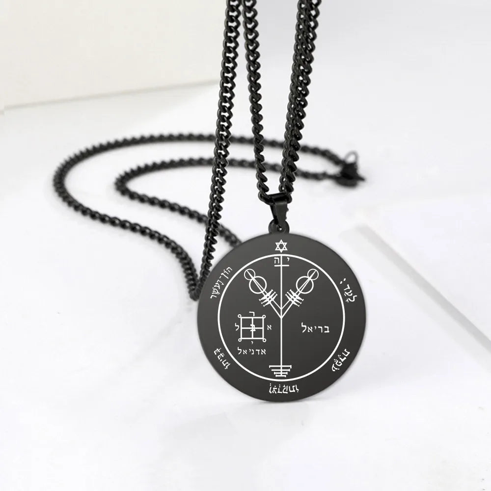 Religious Gold Plated Men's Peace Protection Powers Talisman Stainless Steel Link Chain Pendant Necklace