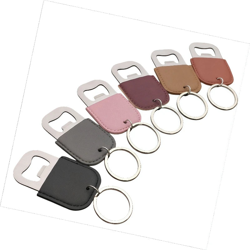 HXY Custom Groomsmen Engraveable Stainless Steel Dog Tag Shape Eco-Friendly Metal Bottle Opener Laserable Keychain Leatherette