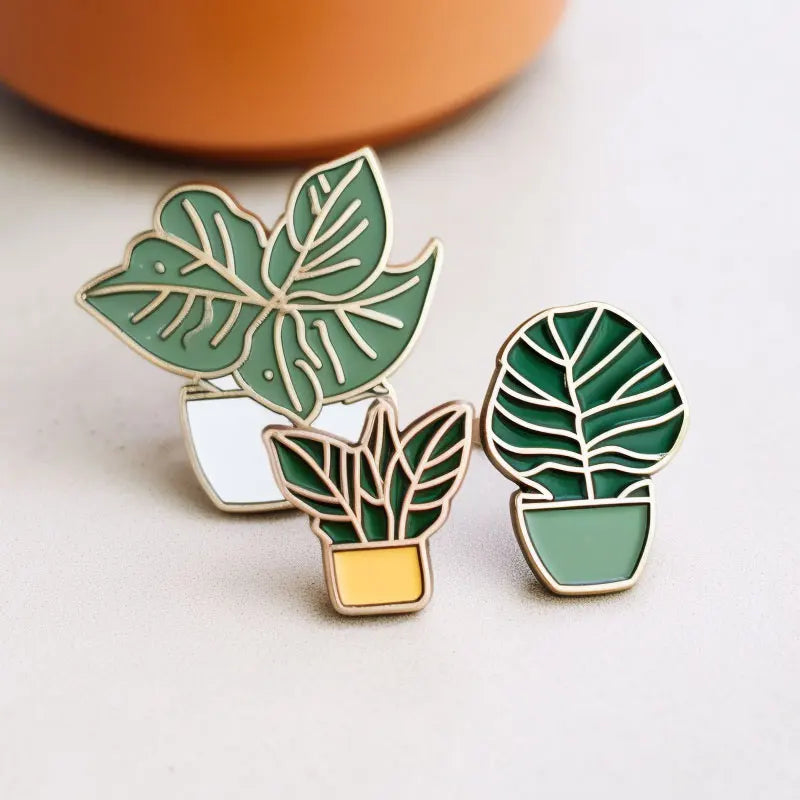 Bulk Promotional Green Souvenir Gift Custom Silver-Plated Round Metal Plants Pins with Silk Screen Printing Casting Technique