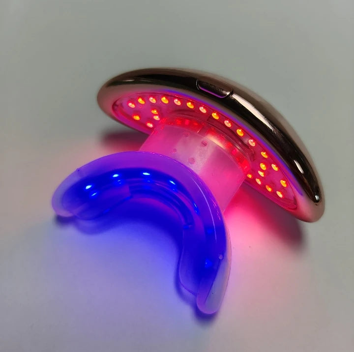 Double function Electric Lip Plumper Device Smooth Lip Wrinkles Teeth Whitening Blue Infrared Red Light Therapy