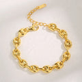 Wholesale Women 925 Sterling Silver Chain Gold Plated Coffee Bean Link Bracelet