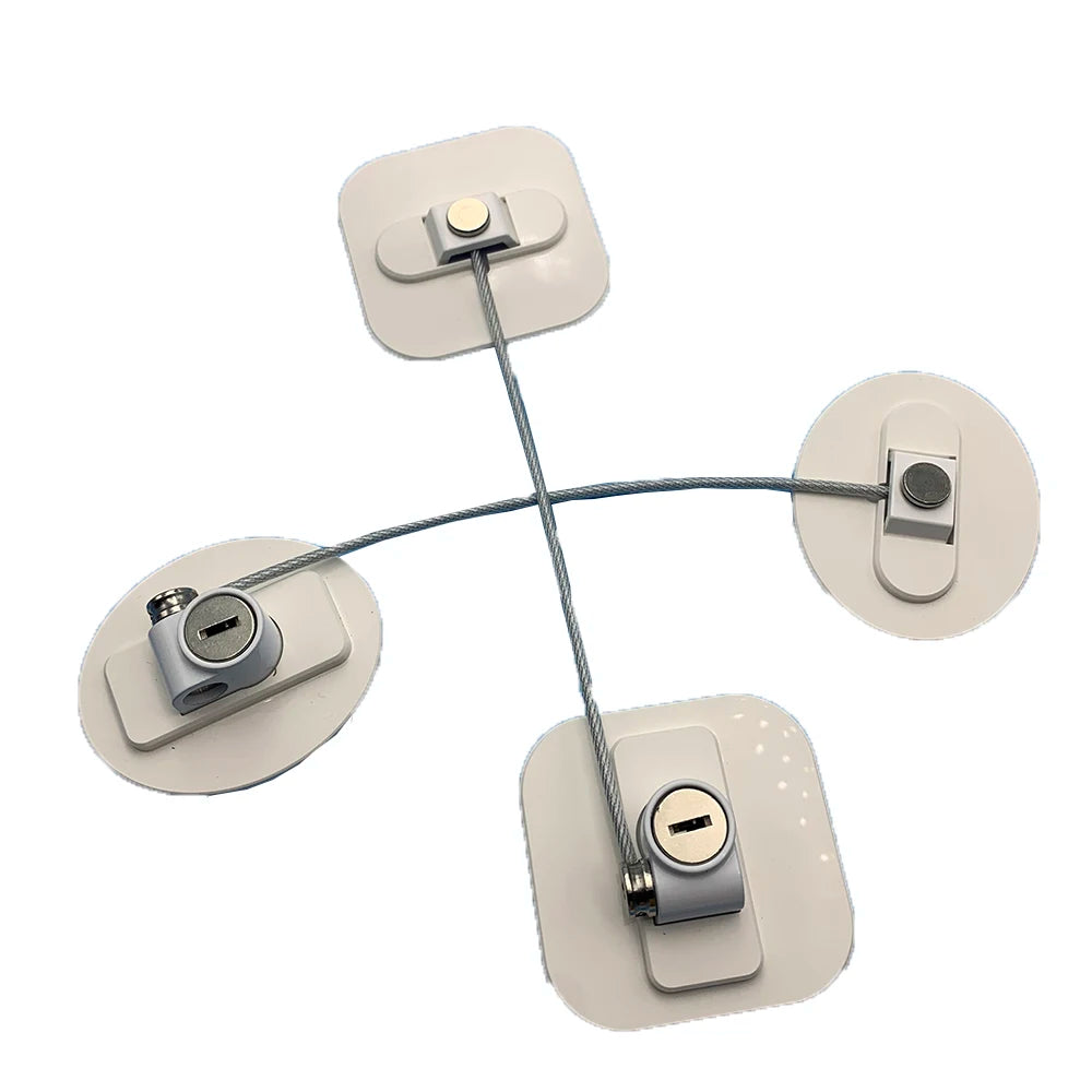Fridge Locks Children Safety Freezer Locks with Keys  Cable Window Locks Refrigerator Door Lock Adhesive Freezer Locks