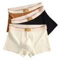 Men's Eco-Friendly Cotton Knitted Boxer Shorts Antibacterial Breathable Summer Underwear with Mid-rise Logo on Waist