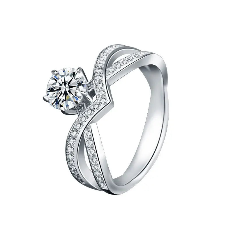 XJZ005 Luxury Diamond Moissanite Ring 925 Sterling Silver Crown Shape Promise Wedding Rings Female Fashion Jewelry