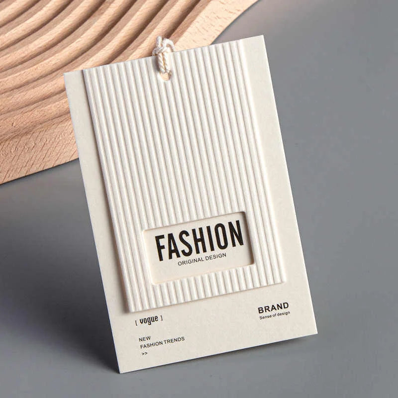 Free Logo Design Luxury Recycled Garment Labels Embossed Custom Printing  Special Cardboard Clothes  for Clothing Hang Tags