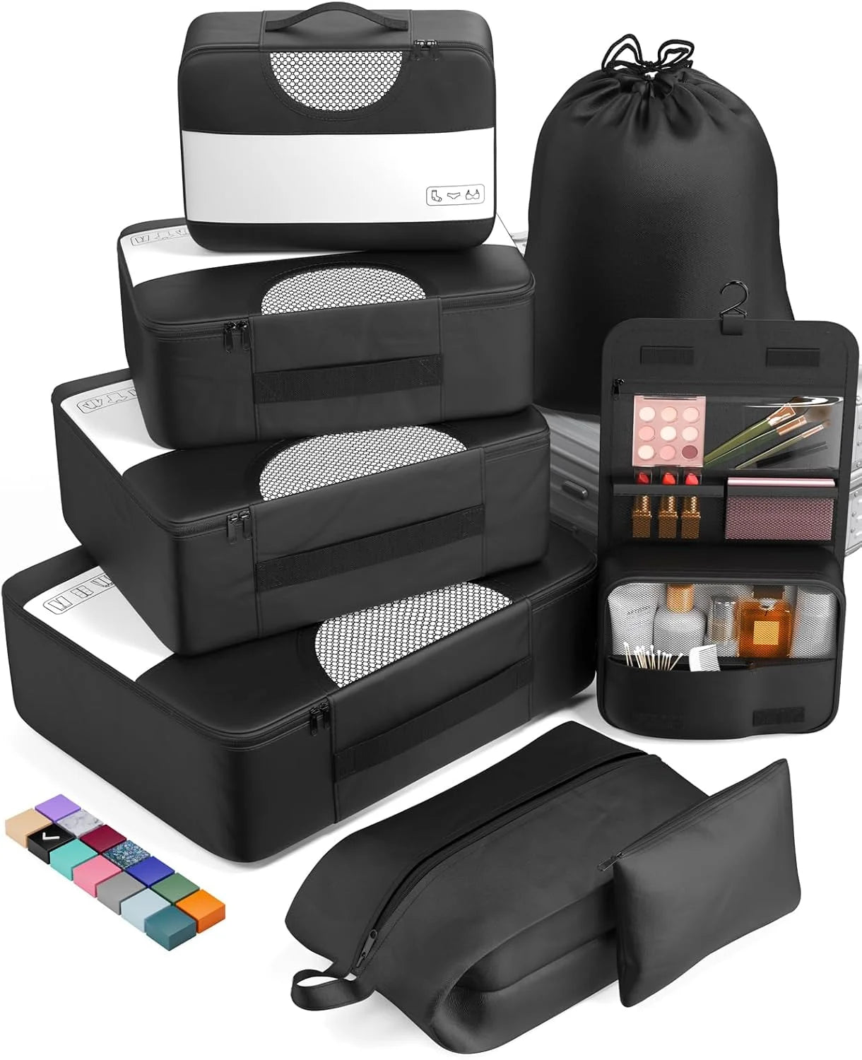 8 Unisex Nylon Packing Cubes Large Travel Essentials Luggage Organizer Bags Zipper Carry Accessories 4 Sizes Mini for All