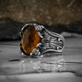 Turkish 925 Sterling Silver Men's Ring Ottoman Style Fine Jewelry Natural Stone Black Azuris VALKH1408