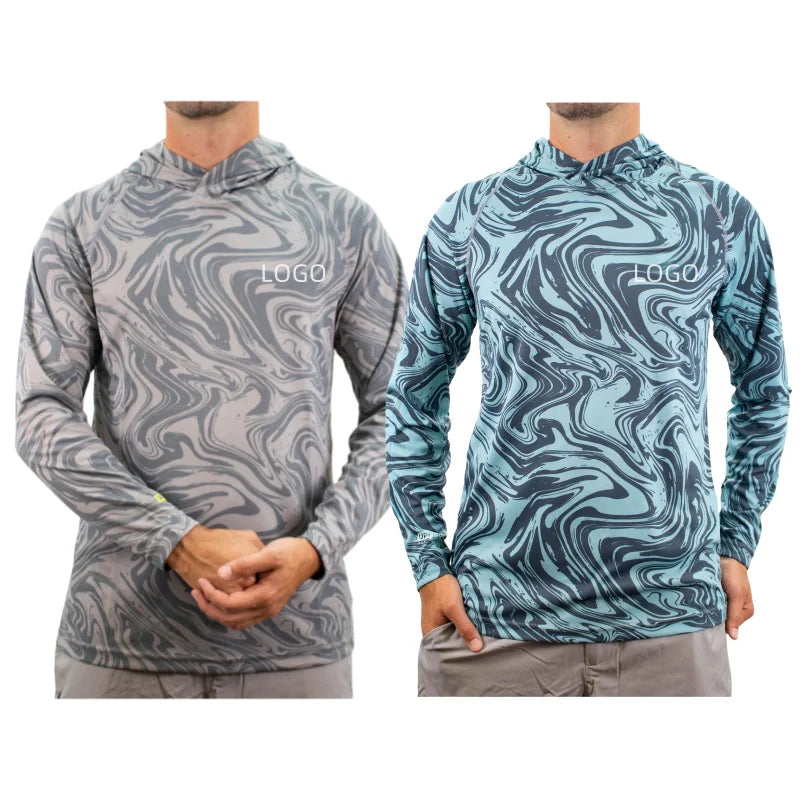 High Quality 100% Polyester Waterproof Plus Size Anti-UV Quick Dry Long Sleeve Hooded Fishing Shirt Breathable Ambient Camo