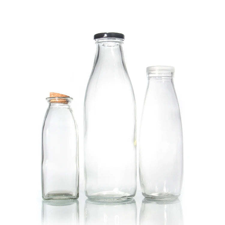 Wholesale Round and Square Transparent 200ml 350ml 500ml 1000ml Beverage Glass Bottle for Coffee Milk