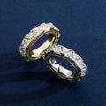 Fashion Jewelry Urban Men Women Hip Hop Brass Gold & Rhodium Plated Iced Triangle Zircon Couple Ring Round Cut Wedding Rings