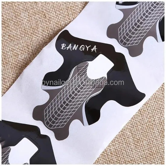 Wholesale Holographic Plastic Nail Extension Forms French Style Square Butterfly Aluminium Nail Form for Acrylic Nails