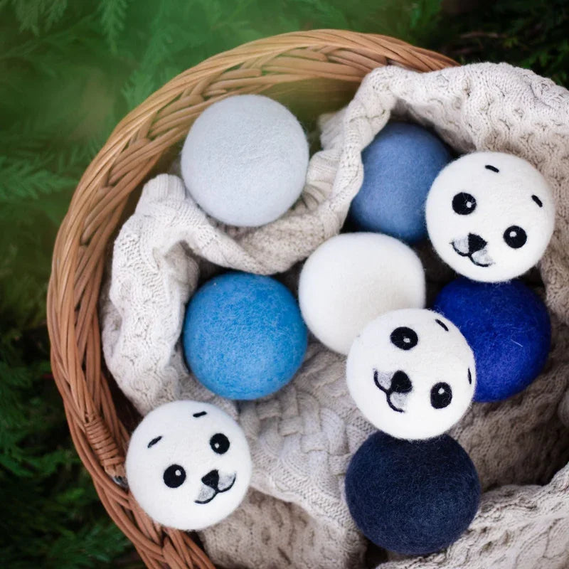 100% Wool Custom Logo Animal Shape 7 cm Dryer Balls Toxin-free Plastic-free Wool Felt Balls Reusable Handmade White
