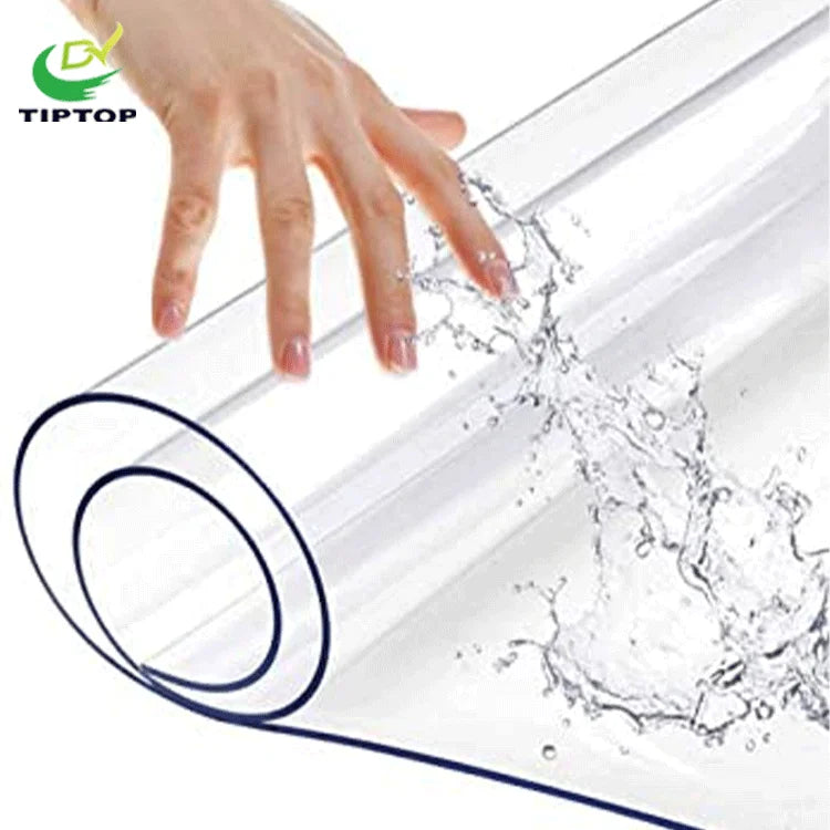 Tiptop Clear Waterproof and Oil Resistant Rectangular Plastic Soft Glass PVC Film for Table Cloth and Table Mat