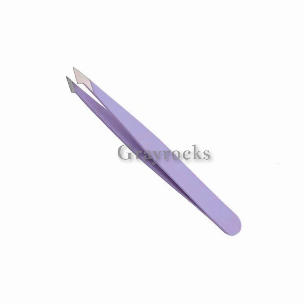 Gray Rocks Professional High Quality Stainless Steel Slanted Tip Handmade Eyebrow Tweezers for Hair Removal Durable Lightweight