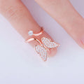 Luxury Ladies Lab Diamond Butterfly Tail Ring Hip Hop Iced Round Brilliant Cut Brass Gold Plated Daily Wear Engagement Jewelry