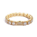 Hip Hop Jewelry Square Rock Sugar Chain Zircon Bracelet 18K Gold Plated Box Buckle Cluster Iced Out Tennis Chain Bracelet