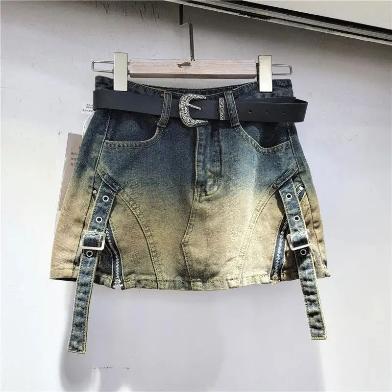 2025 High-Tech Ultra-Thin Mini Skirt Trendy Sika Retro High-Waist Style with Eye-Catching Accents for a Hot Look