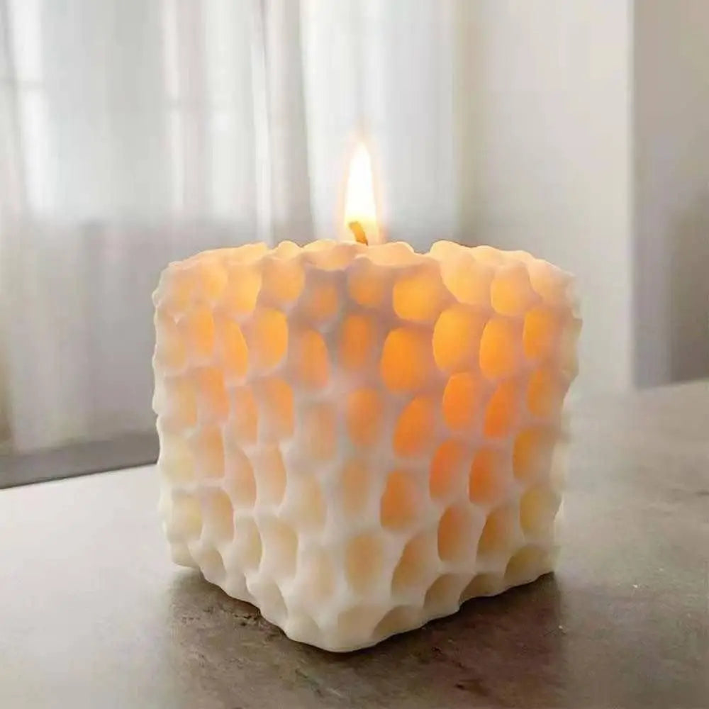 3D  Honeycomb Cute Block Silicone Candle Mold Aromatherapy Gypsum Soap Resin Chocolate Cake Baking Mold Candle Making