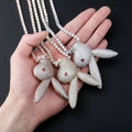 Fashion Hip Hop Long Ear Rabbit Head Pendant Necklace Iced Out Cubic Zirconia Brass Animal CZ Charm Jewelry Birthday Party Gifts