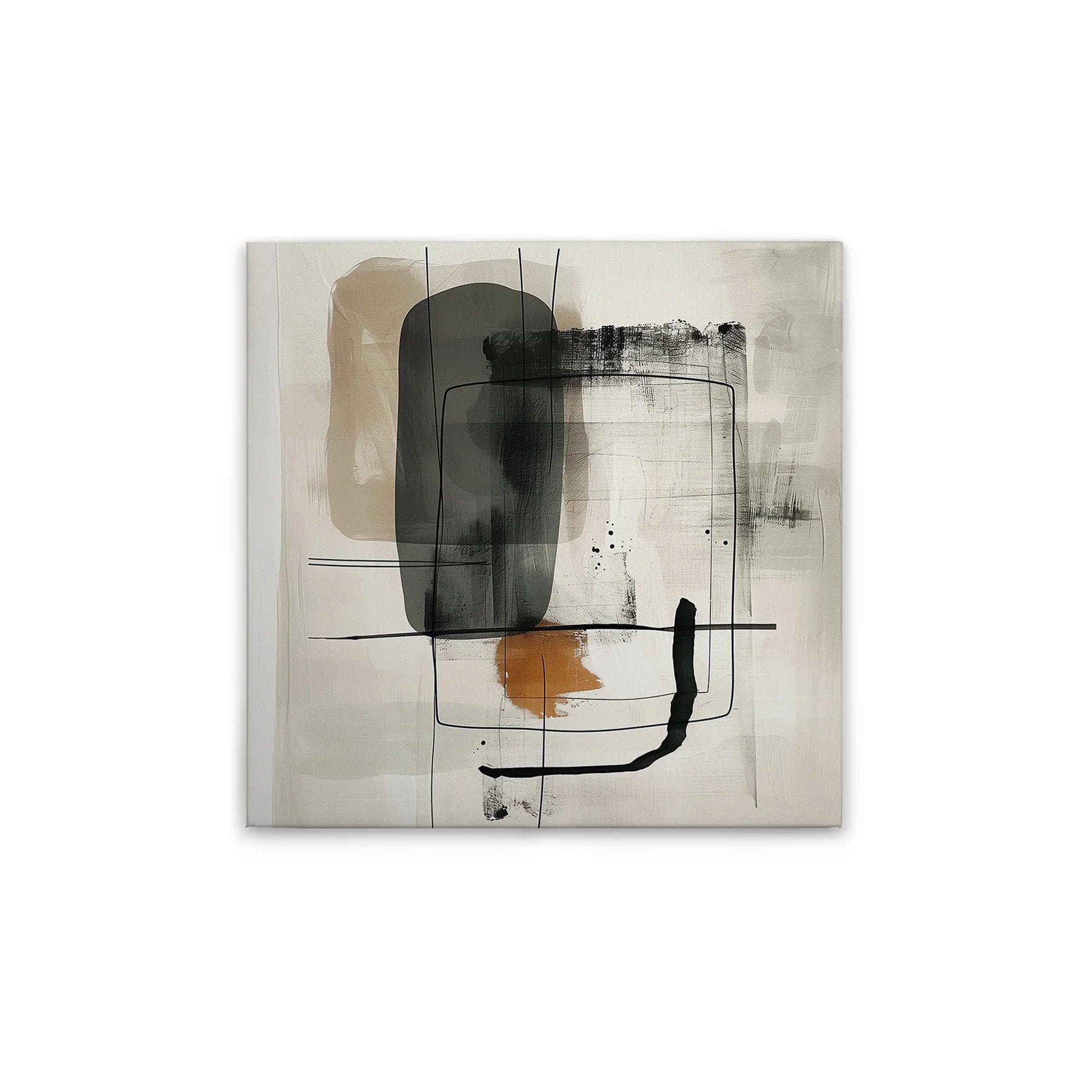 Made In Germany - Home Decor Canvas Picture Abstract Art Modern - Wall Painting Mural In Beige And Grey - Stretcher Frame Art