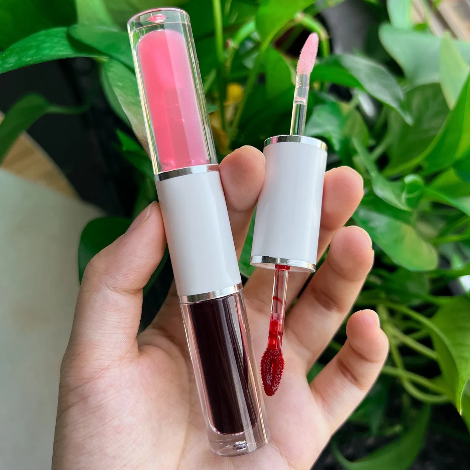 Private Label Custom Logo 2 in 1 Peel Off Matte Lipstick and Lip Oil Double Sided Waterproof Lipstick Moisturizing Lip Oil