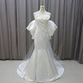 Jancember MZ0014 Luxury Satin Off Shoulder Mermaid Wedding Dresses With Train
