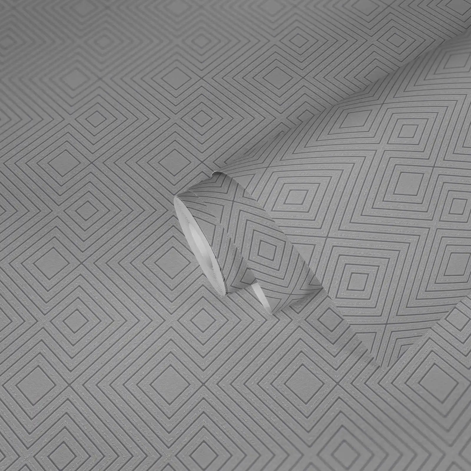 Made Germany Modern 3D Grey Non Woven Vinyl Wallpaper Rolls Geometric Pattern for Kitchen Bedroom Hotel Use-10.05 X 0.53m Highly