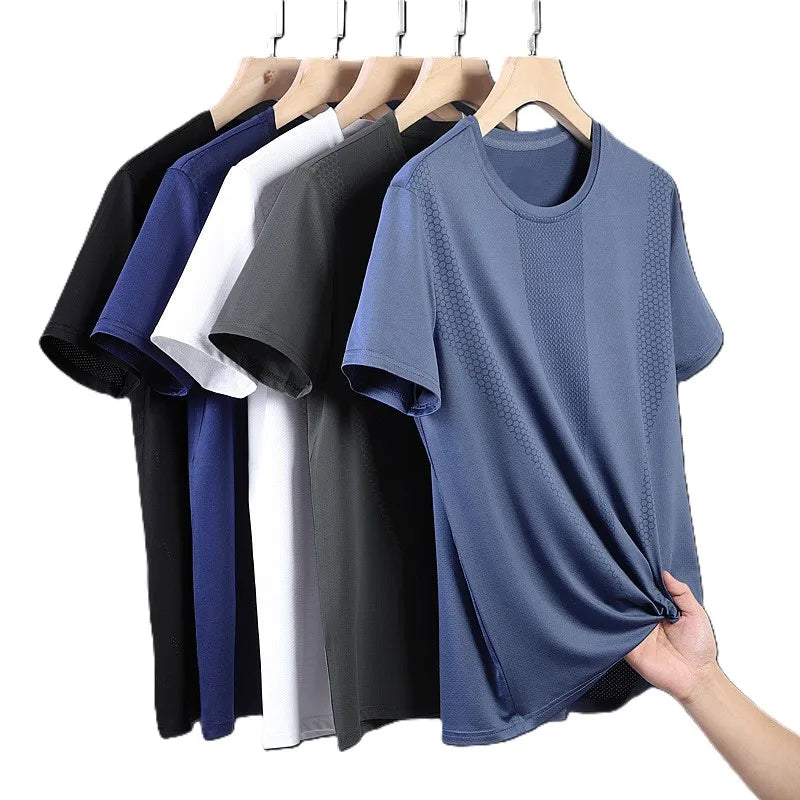 China Bangladesh Factory Price OEM Customized Logo Embroidery Ice Silk Quick Dry Loose Fit Sports Casual Unisex PlusSize T Shirt