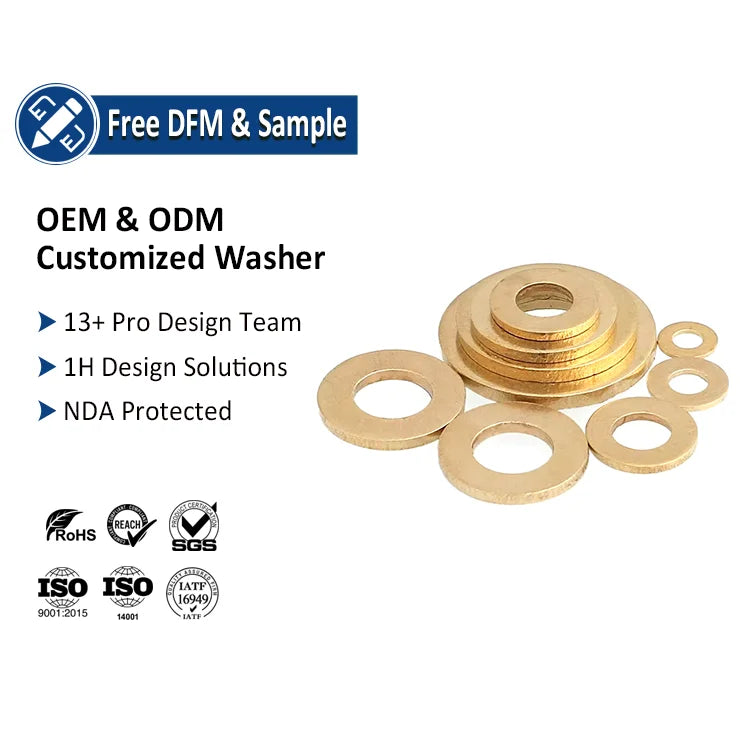 M2 M2.5 M3 M4 M5 M6 M8 M10 M12 Brass Flat Washer DIN 125 Thin Ring Shim Washers Round Gasket and Copper Gasket for Metal Screws