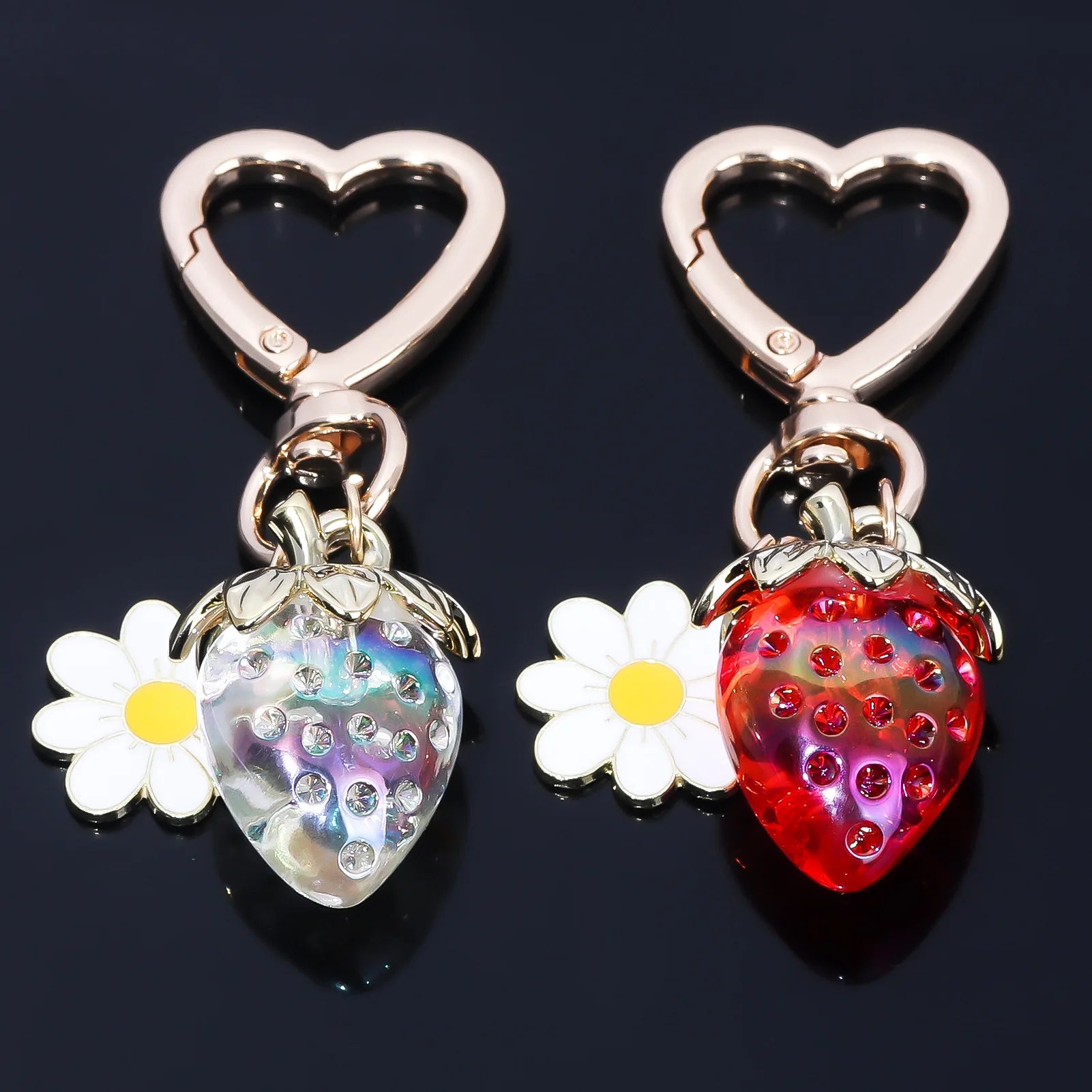 Wholesale Creative Cute Strawberry Heart Pendant Keychain Bag Car Key Personalized Decoration Gift
