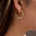 J&D Minimalist 18k Gold Ptating Stainless Steel Color Blocked Knot Design C Circle Earrings MegaBDM