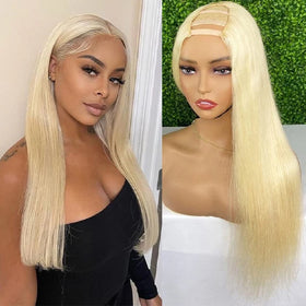 CLJhair Light Blonde 613 U Part Brazilian Remy Human Hair Wig 22 24 26 Inches Long