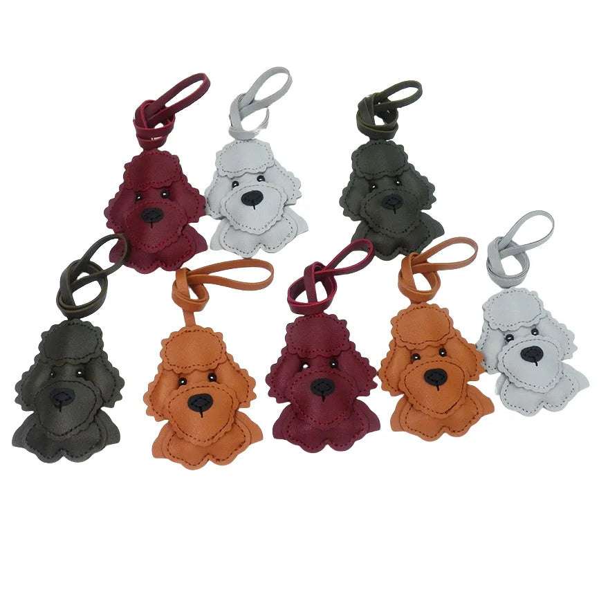 HOT PU Leather Hanger Teddy Dog Animal Cartoon Charm Keychain Cute Puppy Cartoon Bag Pendant Bag Ornament Accessories