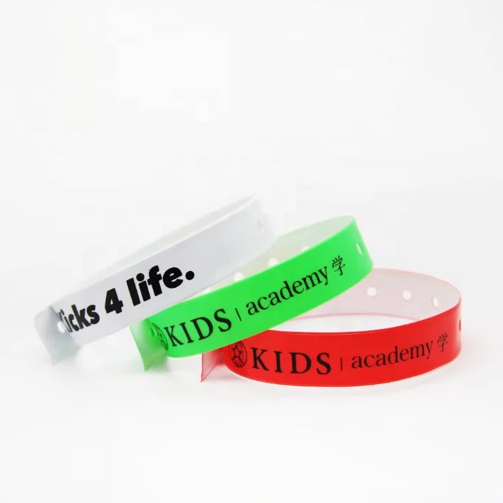 Custom High Quantity Water Proof Pvc Vinyl Disposable Entertainment Id Wristbands for Kids