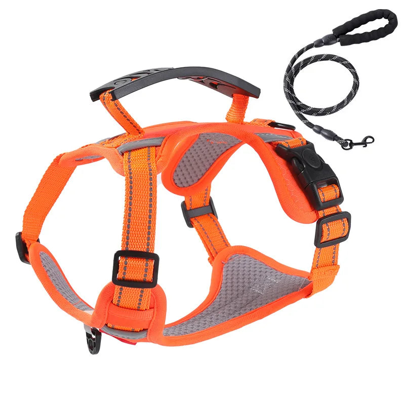 Oxford Fabric Giant Breed Triangle Ring Quick Release Dog Harness XL Multicolor Orange for Big Dogs