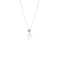 Azuris 925 Sterling Silver Fine Pendant Necklace Blue Agate Stone Angel Design Made in Turkey