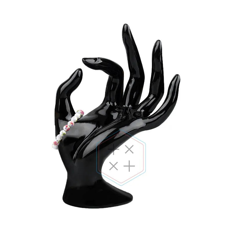 Hand-shaped Ring Holder Jewelry Display Stand Plastic Shop Wedding Portable Durable Luxury Black/White N/A