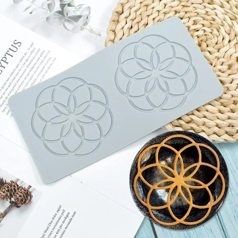 2 Holes Geometric Circle Silicone Fondant Lace Mat Sugar Craft Impression Mold Edible Cake Molecular Kitchen Decorating