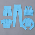 Low MOQ Customized Logo 3 Piece Women Seamless Gym Wear Set Workout Ribbed Long Sleeve Sports Suit Hoodie Yoga Set