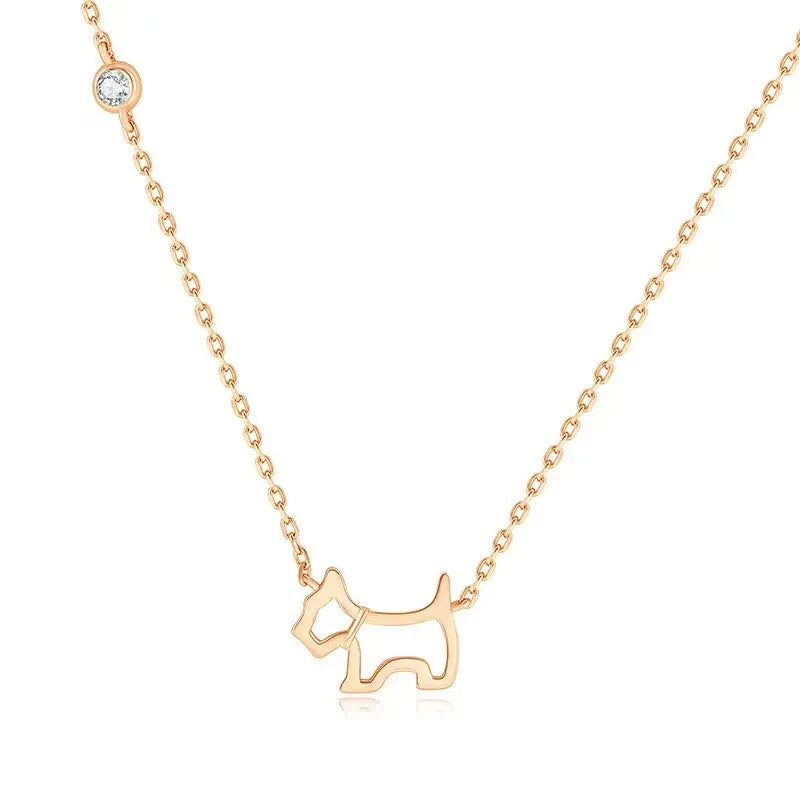 Wholesale Fashion Jewelry Sterling Silver Dog Necklace Gold Plated Simple Luxury Style for Women Gift