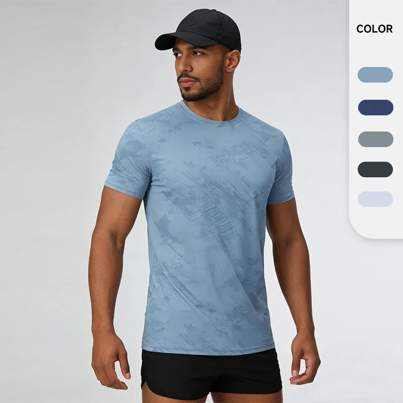 Men Cool Printed Quick Drying Ropa Deportiva Para Hombres Crew Neck Sports Training Men's Short Sleeve T-shirt