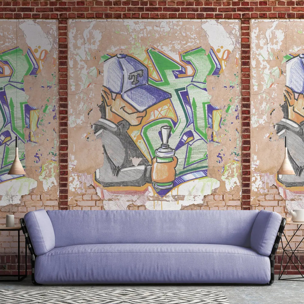Made in Germany Photo Wallpaper Murals Graffiti Brown Beige Red Non Woven Vinyl Wall Mural Stone Wall for Hotel - 280 x 159 m
